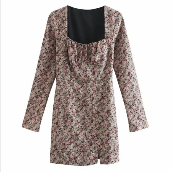 ZARA Rose Floral Print Vintage Mini Dress - Picture 6 of 16